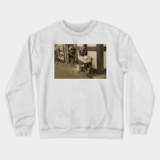 Bakery in Bicycle Basket and Flowers in Sepia Crewneck Sweatshirt